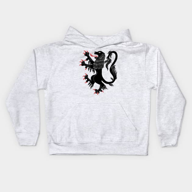 Lion Rampant Sable Kids Hoodie by AzureLionProductions